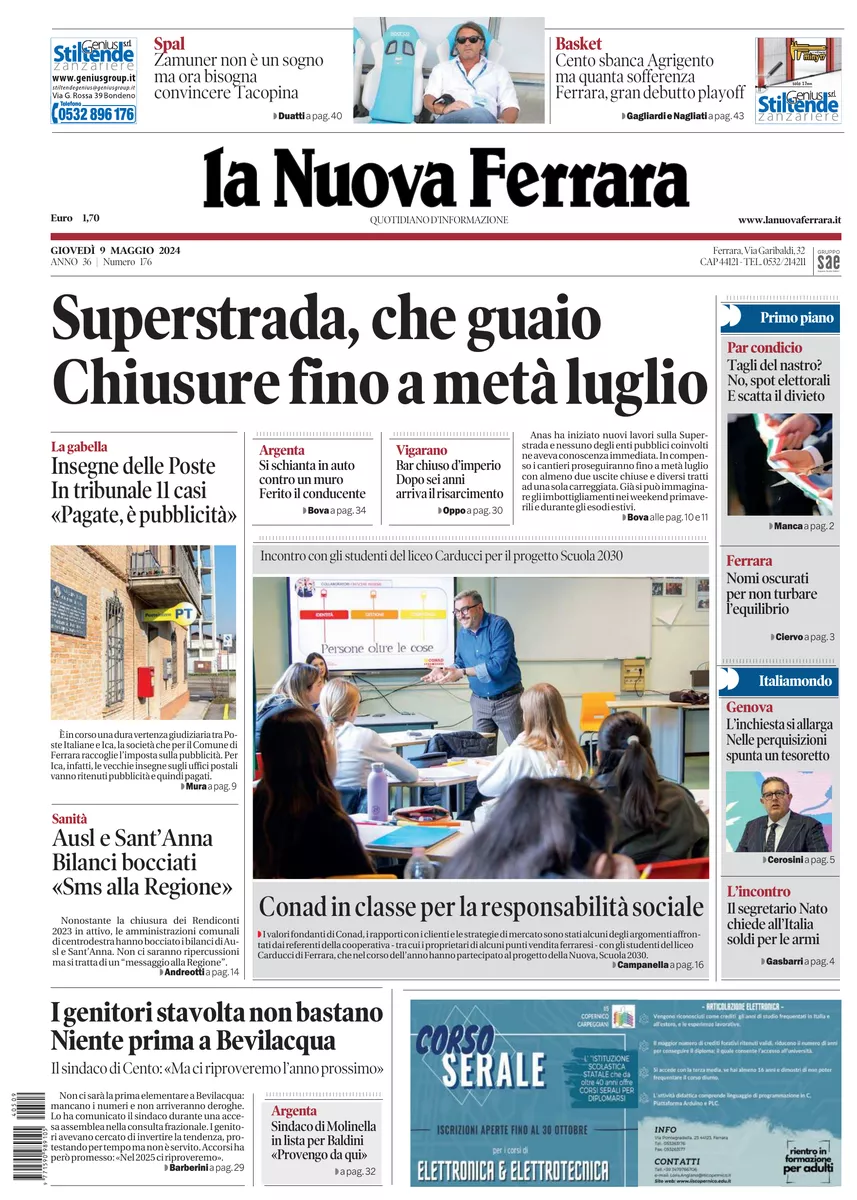 Prima-pagina-nuova ferrara-oggi-edizione-del-2024-05-09